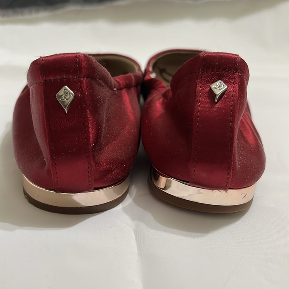 Pre-owned vintage Sam Edelman wine colored satin Farrow Ballet Flats - Picture 3 of 5